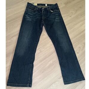 Loomstate Organic Cotton Dark Wash Straight Leg Jeans Mens Size 36 Button Fly